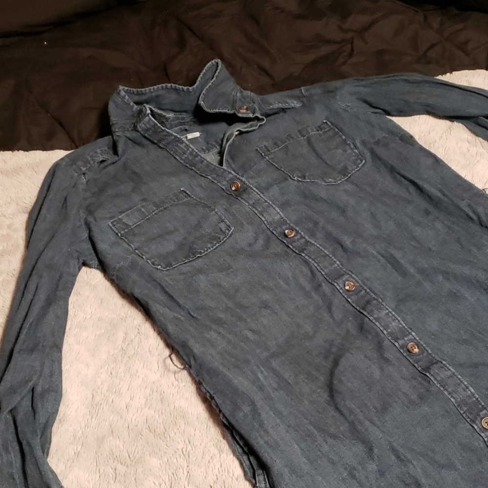 A new day blue jean dress xs button up!